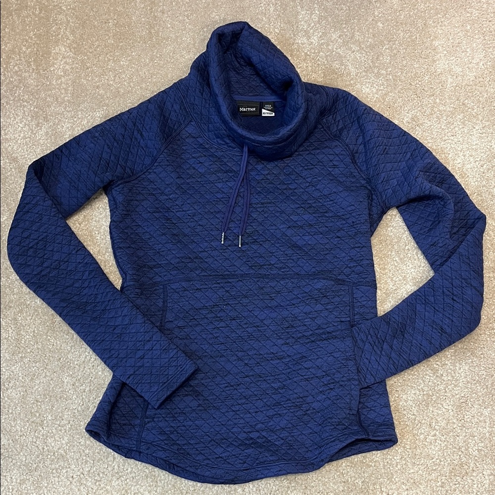 Marmot Women's Quilted Deep Purple Blue Cowl Neck Pullover, XS
